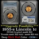 PCGS 1955-s Lincoln Cent 1c Graded ms66 RD By PCGS