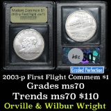 2003-P First Flight Modern Commem Dollar $1 Graded ms70, Perfection By USCG