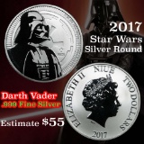 2017 Darth Vader 1oz Silver Star Wars Silver Round Star Wars Silver Round 1oz.