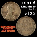 1931-d Lincoln Cent 1c Grades vf++