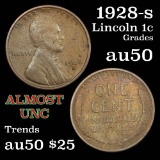 1928-s Lincoln Cent 1c Grades AU, Almost Unc