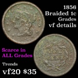 1856 Braided Hair Large Cent 1c Grades vf details