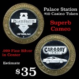 Casino Token with .6 Oz. of Silver in the center Palace Station Silver Casino Token