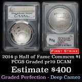 PCGS 2014-p Baseball Hall of Fame First Strike $1 graded  Perfection PR70 DCAM By PCGS (fc)