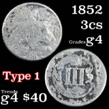 1852 3 Cent Silver 3cs Grades g, good