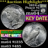***Auction Highlight*** 1924-s Peace Dollar $1 Graded Choice Unc By USCG (fc)