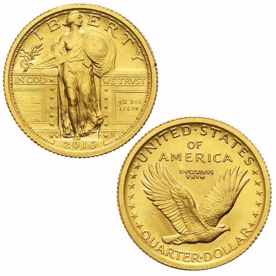 ***Auction Highlight*** 2016-W 1/4 oz Gold Standing Liberty Quarter Centennial (w/OGP) (fc)