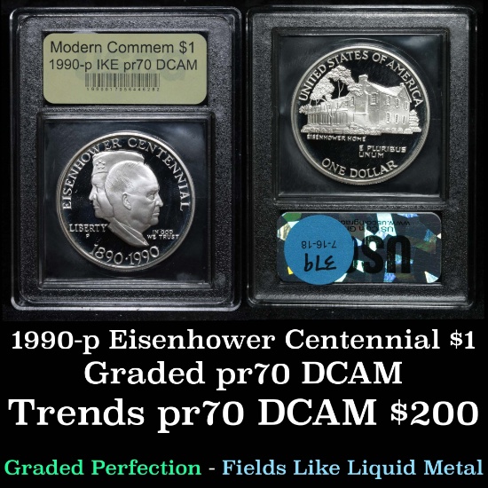 1990-p Eisenhower Modern Commem Dollar $1 Graded GEM++ Proof Deep Cameo By USCG (fc)
