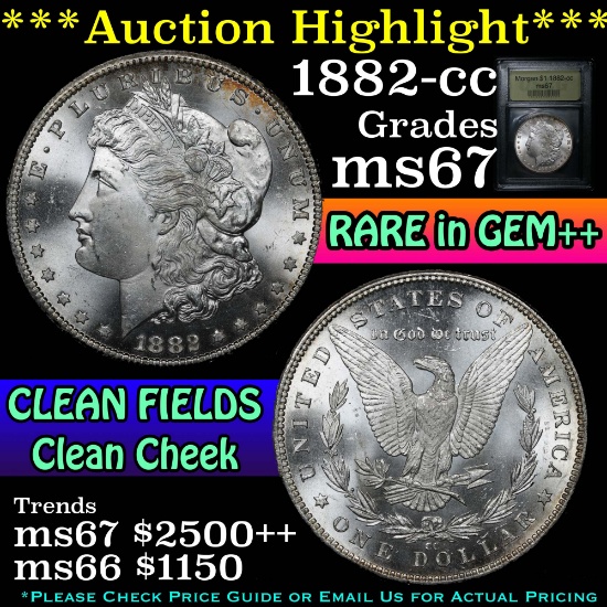 ***Auction Highlight*** 1882-cc Morgan Dollar $1 Graded GEM++ Unc by USCG (fc)