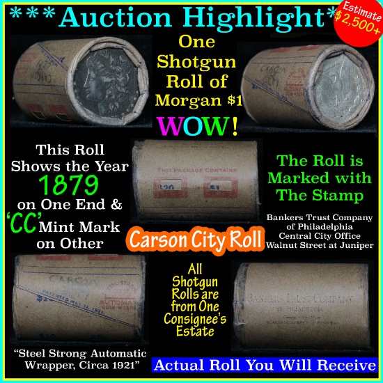 ***Auction Highlight*** All Carson City Morgan dollar roll ends 1879 & 'cc' by USCG (fc)