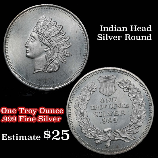 Indian Head cent replica Silver Round