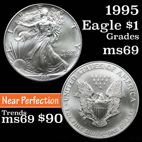 1995 Silver Eagle Dollar $1 Grades ms69