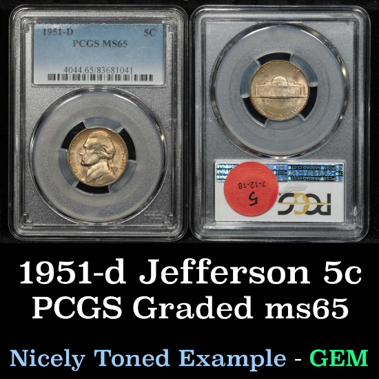 PCGS 1951-d Jefferson Nickel 5c Graded ms65 By PCGS