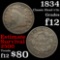 1834 Classic Head half cent 1/2c Grades f, fine