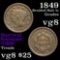 1849 Braided Hair Large Cent 1c Grades vg, very good