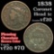 1838 Coronet Head Large Cent 1c Grades vf, very fine