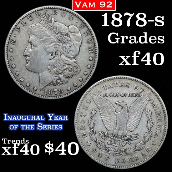1878-s Vam 92 Morgan Dollar $1 Grades xf