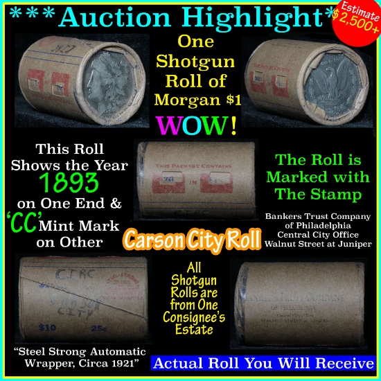 ***Auction Highlight*** All Carson City Morgan dollar roll ends 1893 & 'cc' (fc)