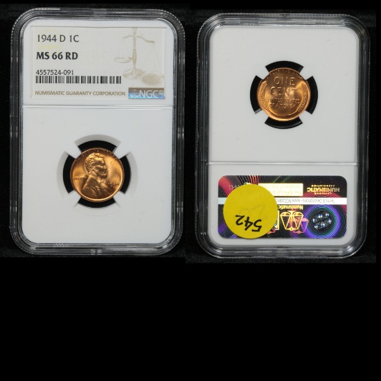 NGC 1944-d Lincoln Cent 1c Graded ms66 RD By NGC