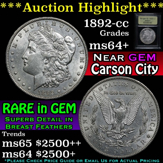 ***Auction Highlight*** 1892-cc Morgan Dollar $1 Graded Choice+ Unc By USCG (fc)