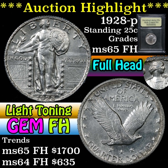 ***Auction Highlight*** 1928-p Standing Liberty Quarter 25c Graded GEM FH By USCG (fc)