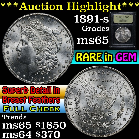 ***Auction Highlight*** 1891-s Morgan Dollar $1 Graded GEM Unc By USCG (fc)
