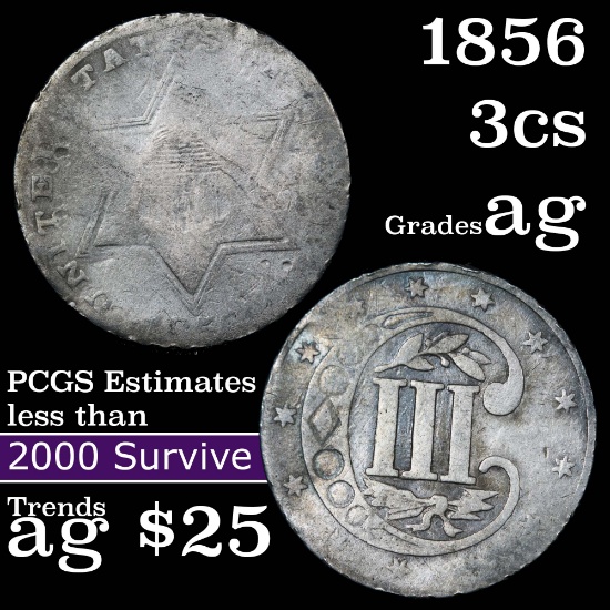 1856 3 Cent Silver 3cs Grades ag