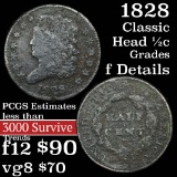 1828 Classic Head half cent 1/2c Grades f details