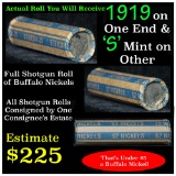 Full roll of Buffalo Nickels, 1919 on one end & a 's' Mint reverse on other end (fc)