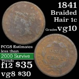 1841 Braided Hair Large Cent 1c Grades vg+
