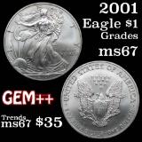 2001 Silver Eagle Dollar $1 Grades GEM++ Unc