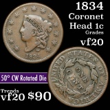 1834 Coronet Head Large Cent 1c Grades vf, very fine