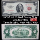 1953A $2 Red Seal United States Note Grades vF++