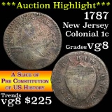 **Auction Highlight** 1787 New Jersey Maris 6-c, Breen 936 NJ Colonial 1c Grades vg, very good