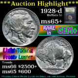 ***Auction Highlight*** 1928-d Buffalo Nickel 5c Graded GEM+ Unc By USCG (fc)