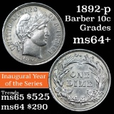 1892-p Barber Dime 10c Grades Choice+ Unc
