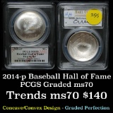 PCGS 2014-p Baseball Hall of Fame Baseball Hall of Fame $1 Graded ms70 By PCGS