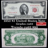 1953 $2 Red Seal United States Note Grades Select CU