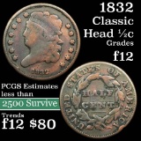 1832 Classic Head half cent 1/2c Grades f, fine