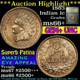 ***Auction Highlight*** 1863 Indian Cent 1c Grades GEM++ Unc (fc)