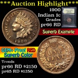***Auction Highlight*** 1900 Indian Cent 1c Graded Gem+ Proof Red By USCG (fc)
