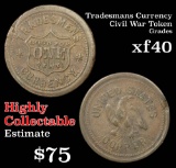 Tradesmans Currency Civil War Token 1c Grades xf