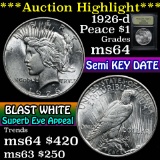 ***Auction Highlight*** 1926-d Peace Dollar $1 Graded Choice Unc By USCG (fc)