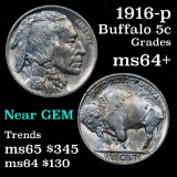 1916-p Buffalo Nickel 5c Grades Choice+ Unc