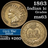 1863 Indian Cent 1c Grades Select Unc