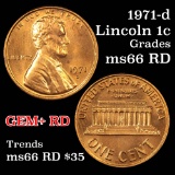 1971-d Lincoln Cent 1c Grades GEM+ Unc RD
