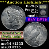 ***Auction Highlight*** 1928-p Peace Dollar $1 Graded Choice Unc By USCG (fc)