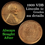 1909 VDB Lincoln Cent 1c Grades AU Details