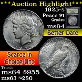***Auction Highlight*** 1925-s Peace Dollar $1 Graded Choice Unc By USCG (fc)