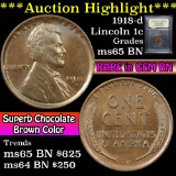 ***Auction Highlight*** 1918-d Lincoln Cent 1c Graded GEM Unc BN By USCG (fc)